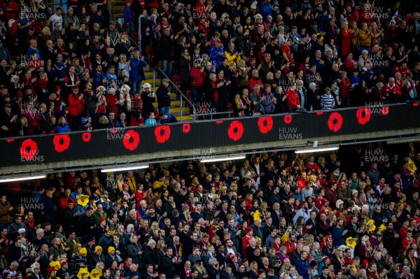 101118 - Wales v Australia, Under Armour Series - Poppies on the LED boards 