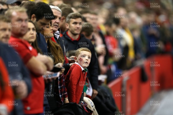 101118 - Wales v Australia - Under Armour Series 2018 - A young fan watches the game