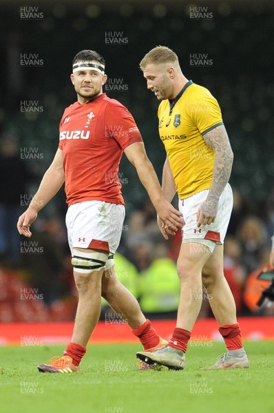 101118 - Wales v Australia - Under Armour Series 2018 - Ellis Jenkins of Wales  and Ross Moriarty of Wales 