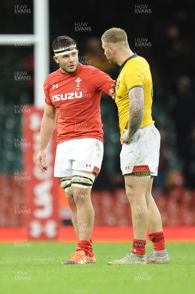 101118 - Wales v Australia - Under Armour Series 2018 - Ellis Jenkins of Wales  and Ross Moriarty of Wales 