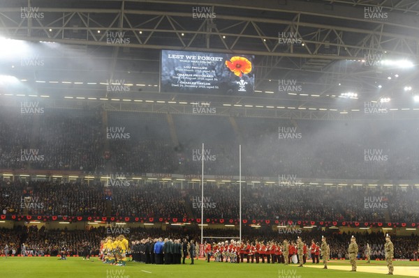 101118 - Wales v Australia - Under Armour Series 2018 - Principality Stadium observes the 2 minute silence  