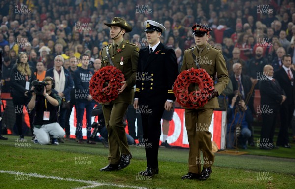 101118 - Wales v Australia - Under Armour Series -  Wreaths are brought out before the match