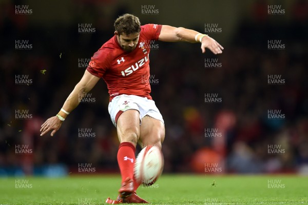 101118 - Wales v Australia - Under Armour Series -  Leigh Halfpenny of Wales kicks for goal