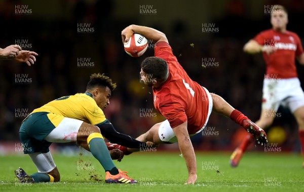 101118 - Wales v Australia - Under Armour Series -  Nicky Smith of Wales is tackled by Will Genia of Australia