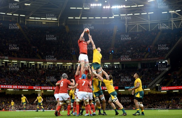 101118 - Wales v Australia - Under Armour Series -  Adam Beard of Wales wins line out ball
