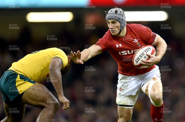 101118 - Wales v Australia - Under Armour Series -  Jonathan Davies of Wales is tackled by Samu Kerevi of Australia