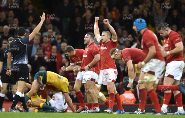 101118 - Wales v Australia - Under Armour Series - Hadleigh Parkes of Wales celebrates win