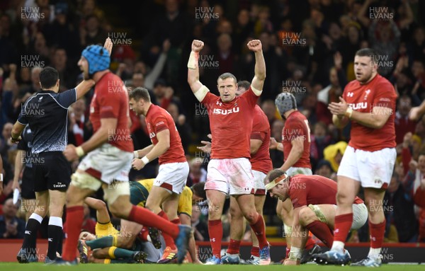 101118 - Wales v Australia - Under Armour Series - Hadleigh Parkes of Wales celebrates win