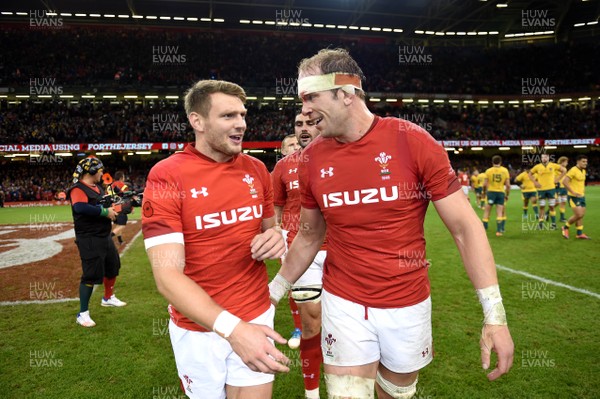 101118 - Wales v Australia - Under Armour Series - Dan Biggar and Alun Wyn Jones of Wales at the end of the game