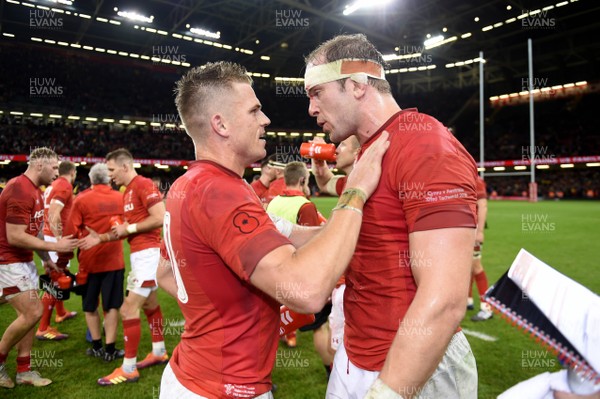 101118 - Wales v Australia - Under Armour Series - Gareth Anscombe and Alun Wyn Jones of Wales at the end of the game