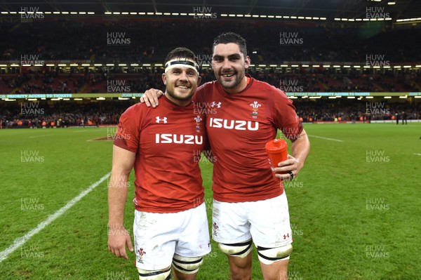 101118 - Wales v Australia - Under Armour Series - Ellis Jenkins and Cory Hill of Wales at the end of the game