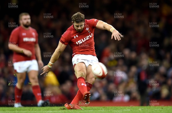 101118 - Wales v Australia - Under Armour Series - Leigh Halfpenny of Wales kicks at goal