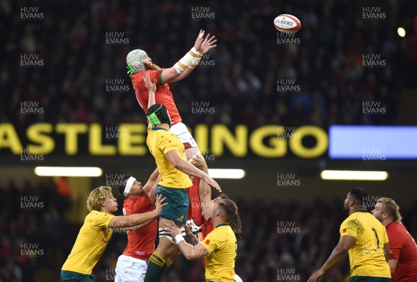 111117 - Wales v Australia - Under Armour Series 2017 - Jake Ball of Wales takes line out ball