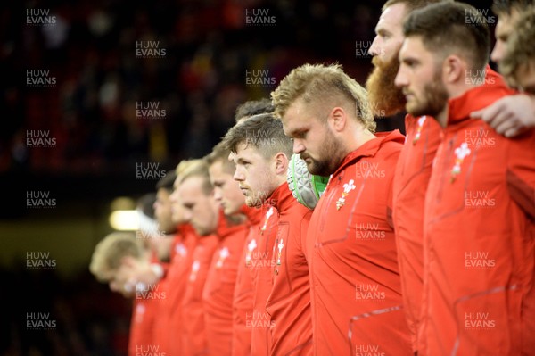 111117 - Wales v Australia - Under Armour Series 2017 - Steff Evans of Wales during the anthems