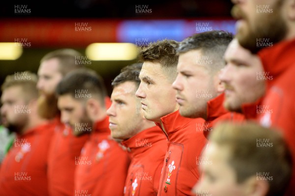 111117 - Wales v Australia - Under Armour Series 2017 - Jonathan Davies of Wales during the anthems