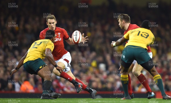 111117 - Wales v Australia - Under Armour Series 2017 - Liam Williams of Wales takes a pass from Dan Biggar