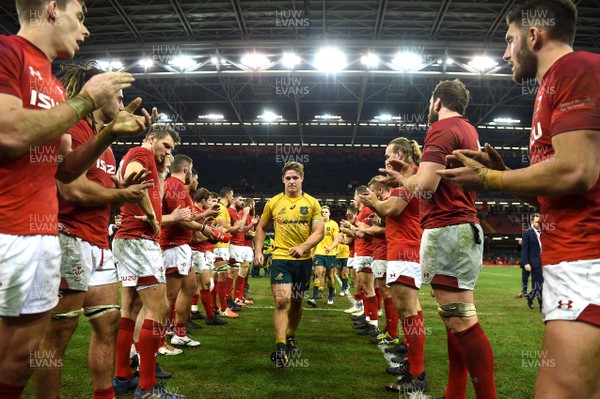 111117 - Wales v Australia - Under Armour Series 2017 - Michael Hooper of Australia leads off his side
