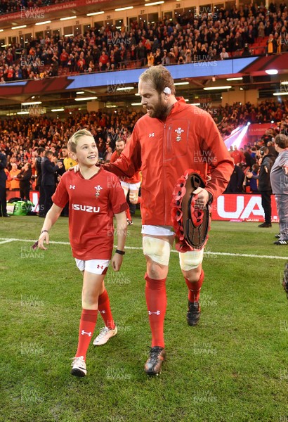 111117 - Wales v Australia - Under Armour Series 2017 - Alun Wyn Jones leads out his side with mascot