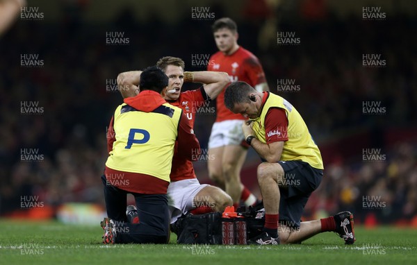 111117 - Wales v Australia - Under Armour Series 2017 - Liam Williams of Wales is looked at by medics