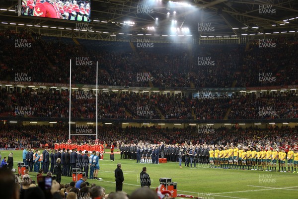 111117 - Wales v Australia - Under Armour Series 2017 - Wales and Australia line up before the game