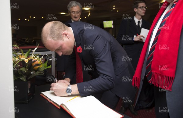 111117 - Wales v Australia - Under Armour Series 2017 - Prince William signs the visitors book