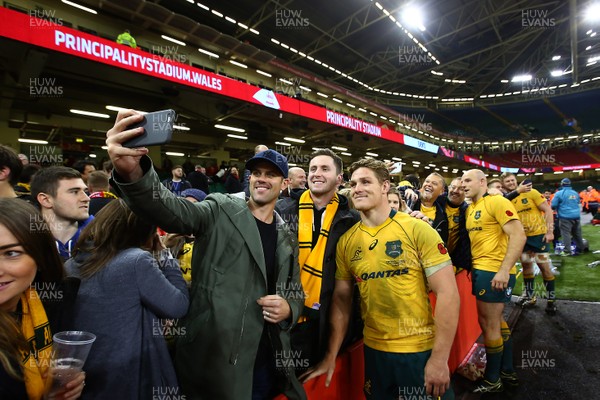 111117 Wales v Australia - Under Armour 2017 Series -  Michael Hooper of Australia meets fans after the final whistle