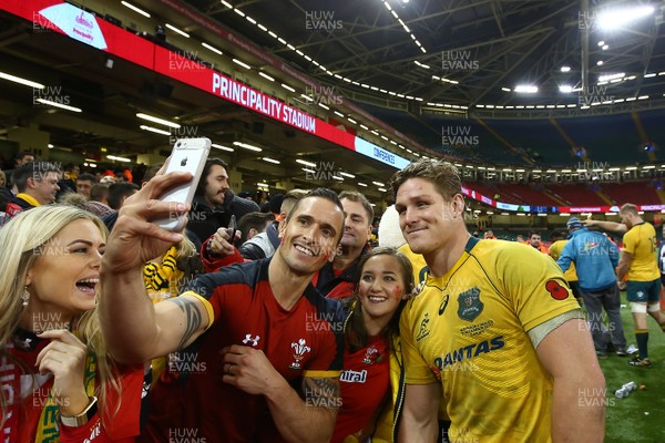 111117 Wales v Australia - Under Armour 2017 Series -  Michael Hooper of Australia meets fans after the final whistle
