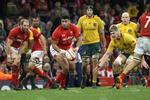 111117 Wales v Australia - Under Armour 2017 Series -  Leon Brown of Wales looks to offload