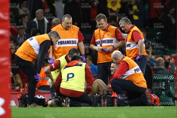 111117 Wales v Australia - Under Armour 2017 Series -  Jonathan Davies of Wales receives treatment at the end of the game