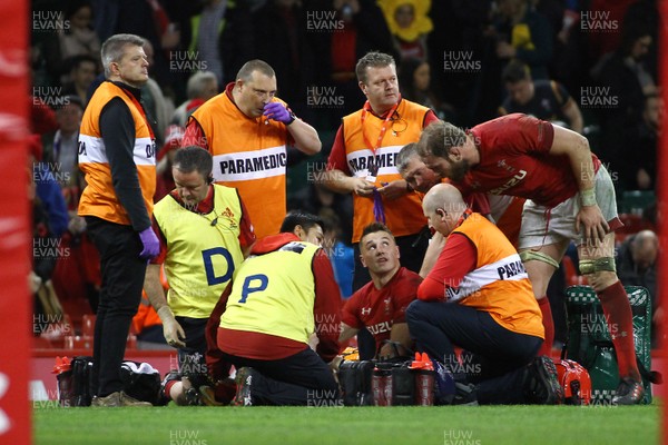 111117 Wales v Australia - Under Armour 2017 Series -  Jonathan Davies of Wales receives treatment at the end of the game
