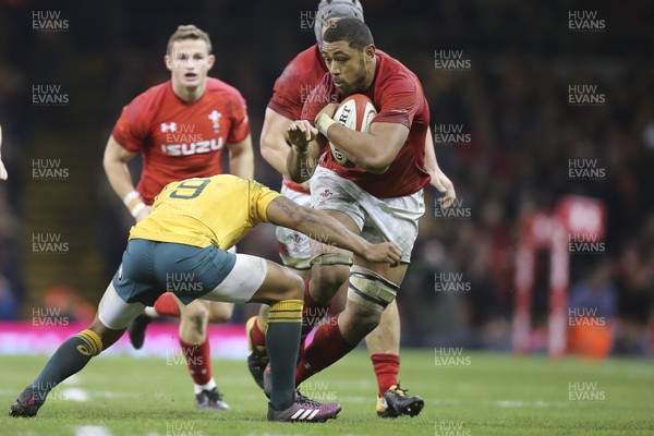 111117 - Wales v Australia, Under Armour Series 2017 - Taulupe Faletau of Wales is tackled by Will Genia of Australia
