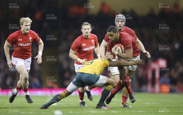 111117 - Wales v Australia, Under Armour Series 2017 - Taulupe Faletau of Wales is tackled by Will Genia of Australia