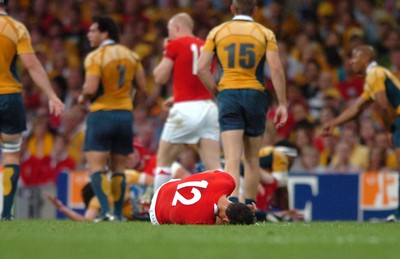 14.09.07 - Wales v Australia - Rugby World Cup 2007 -  Wales' Sonny Parker lies on the ground with an injury 