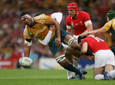 15.09.07  Wales v Australia... Australia's  Wycliff Palu is tackled by James Hook. 