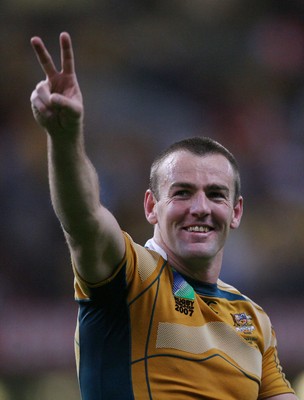 15.09.07  Wales v Australia... Double try scorer Chris Latham celebrates at final whistle.  