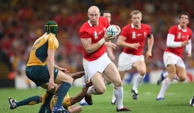 15.09.07 -Wales v Australia, RWC 2007 -  Wales' Tom Shanklin takes on Matt Giteau 