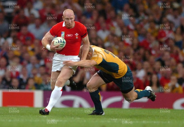 14.09.07 - Wales v Australia - Rugby World Cup 2007 -  Wales' Tom Shanklin is tackled by Stephen Moore 