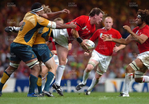 14.09.07 - Wales v Australia - Rugby World Cup 2007 -  Wales' Matthew Rees is tackled by Drew Mitchell 