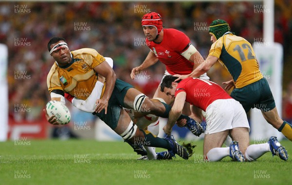 15.09.07  Wales v Australia... Australia's  Wycliff Palu is tackled by James Hook. 