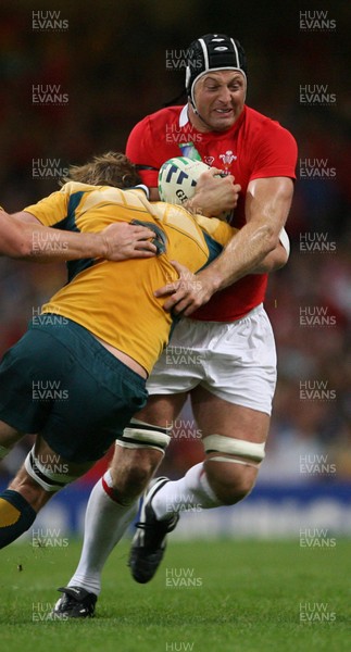 15.09.07  Wales v Australia... Wales Ian Gough is tackled by Wycliff Palu. 