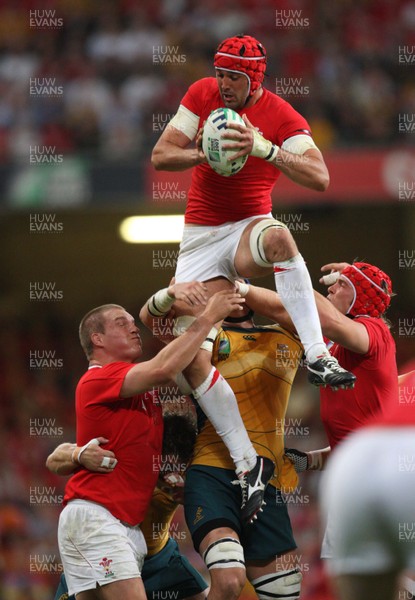15.09.07 -Wales v Australia, RWC 2007 -  Wales' Jonathan Thomas wins lineout ball 