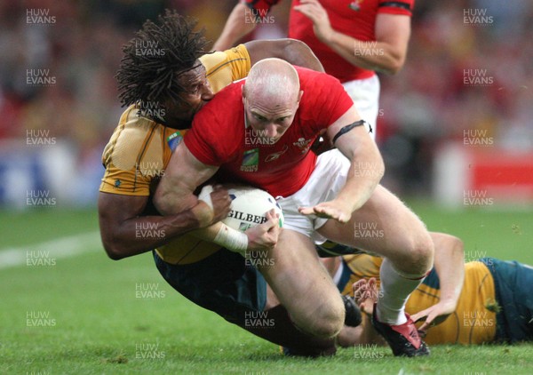 15.09.07 -Wales v Australia, RWC 2007 -  Wales Tom Shanklin is tackled by Lote Tuqiri 