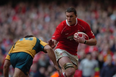 04.11.06  Wales v Australia.  Wales Ian Evans hands off Brendan Cannon  