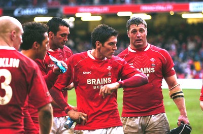 04.11.06  Wales v Australia.  James Hook(centre) and other players at the end of the game.  