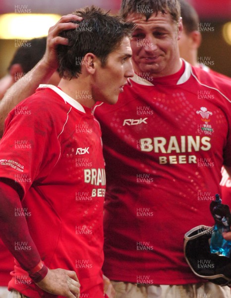 04.11.06 - Wales v Australia - Invesco Perpetual Series 2006 - James Hook is consoled by Ian Gough(R) 