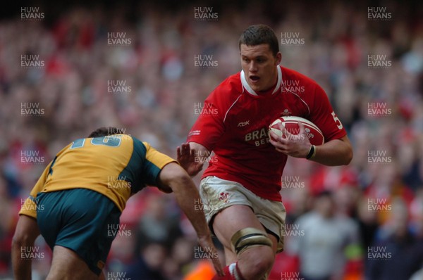 04.11.06  Wales v Australia.  Wales Ian Evans hands off Brendan Cannon  