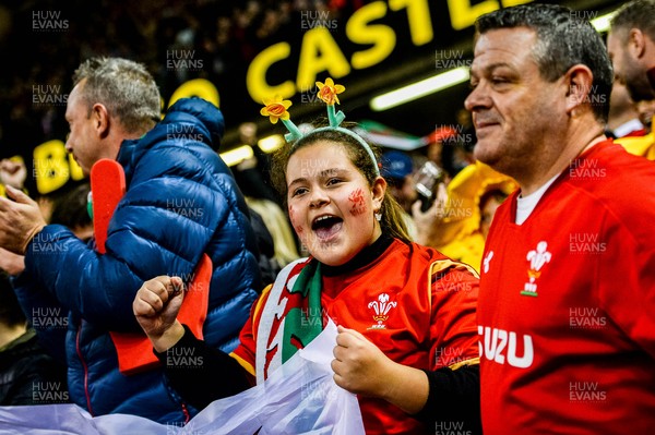201121 - Wales v Australia - Autumn Nations Series - Wales fans celebrate 
