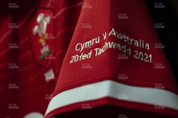 201121 - Wales v Australia - Autumn Nations Series - Ellis Jenkins of Wales jersey hangs in the dressing room