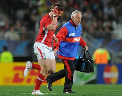 21.10.11 - Wales v Australia - Rugby World Cup Bronze Final - George North of Wales leaves the field with a blood injury. 