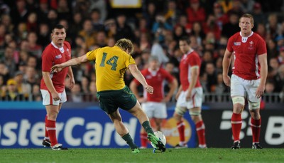 21.10.11 - Wales v Australia - Rugby World Cup Bronze Final - James O'Connor of Australia kicks at goal. 